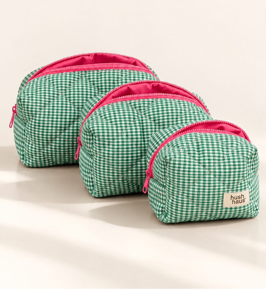 Hush Haus quilted pouch in an everyday setting